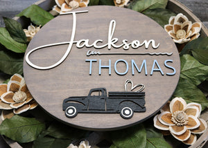 
                  
                    Personalized Name Sign | 12" Round Nursery Sign | Vintage Truck
                  
                