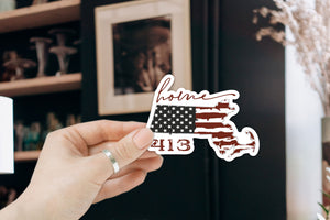 
                  
                    Home Massachusetts 413 | Die Cut Sticker
                  
                