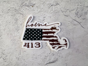 
                  
                    Home Massachusetts 413 | Die Cut Sticker
                  
                