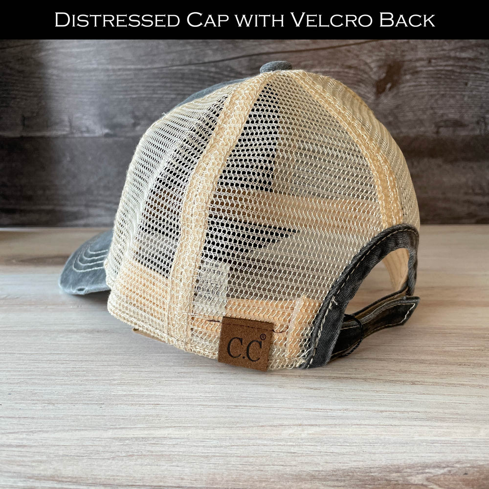 
                  
                    Caution No Filter | Distressed Cap with Engraved Leather Patch
                  
                