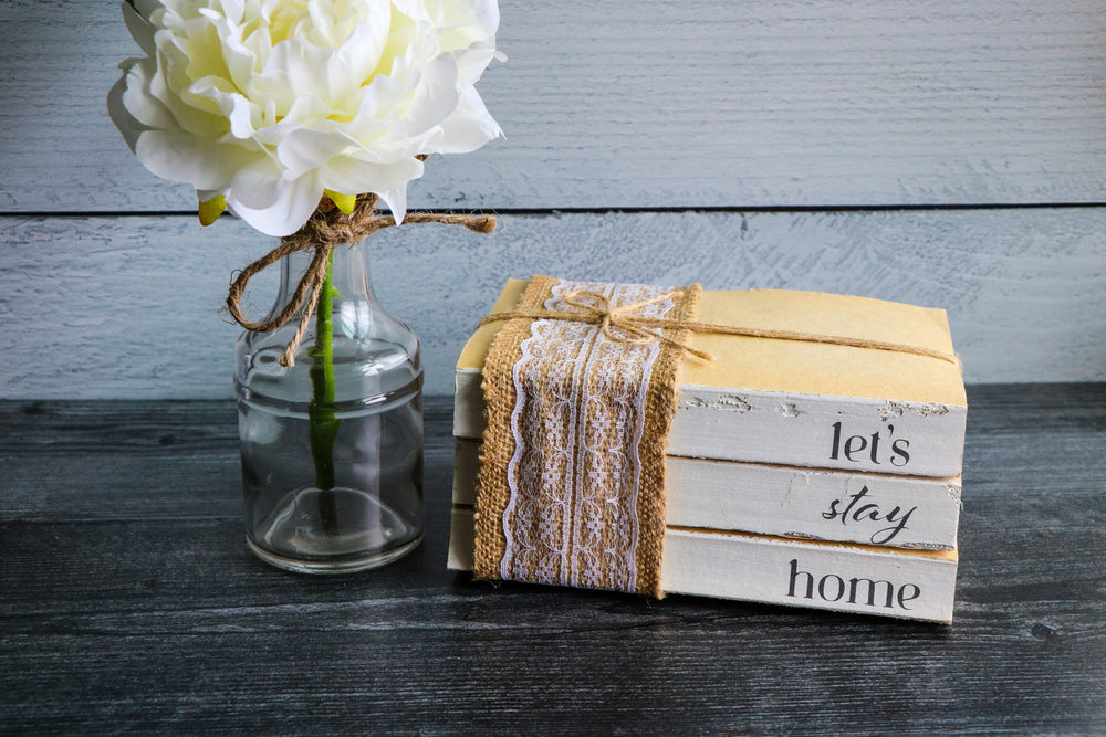 Let's Stay Home Book Set | Painted Book Stack