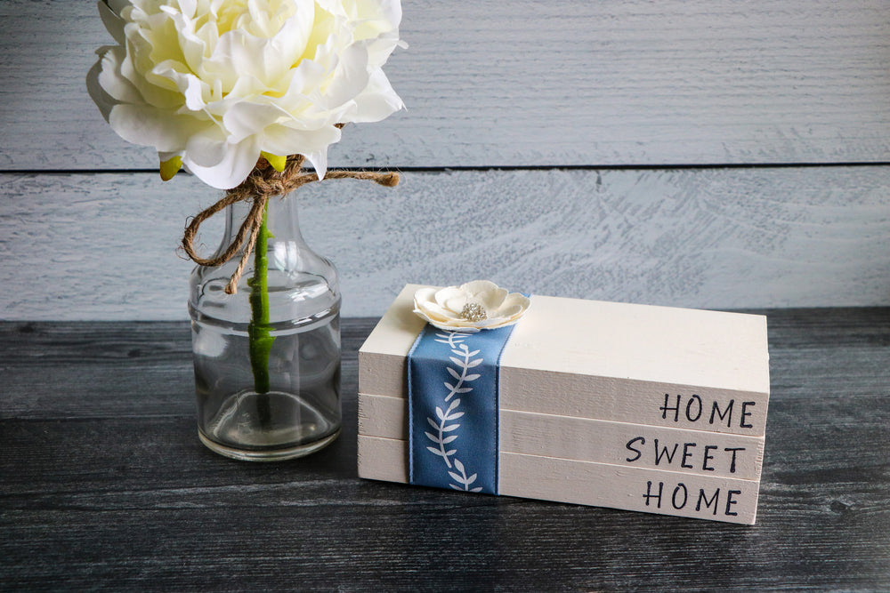 Home Sweet Home Wood Book Set | Faux Book Stack