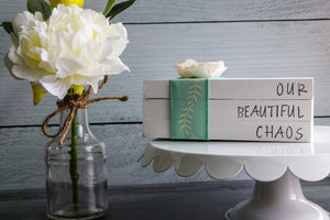 
                  
                    Our Beautiful Chaos Wood Book Set | Faux Book Stack
                  
                