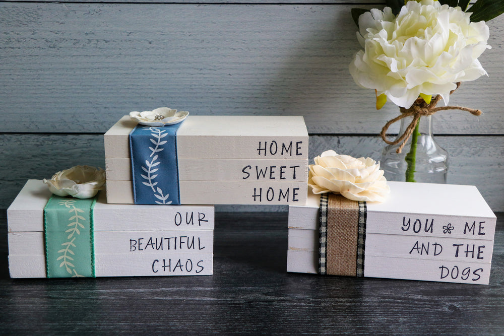 
                  
                    Home Sweet Home Wood Book Set | Faux Book Stack
                  
                