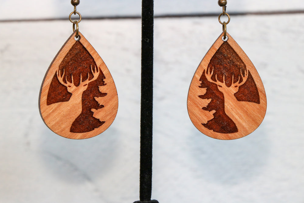 
                  
                    Deer in Forest Engraved Wood Earrings
                  
                