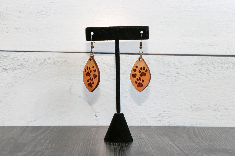 
                  
                    Paw Prints & Hearts Engraved Wood Earrings
                  
                