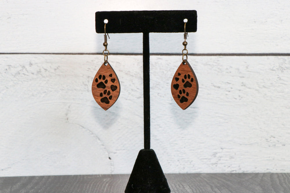 
                  
                    Paw Prints & Hearts Engraved Wood Earrings
                  
                