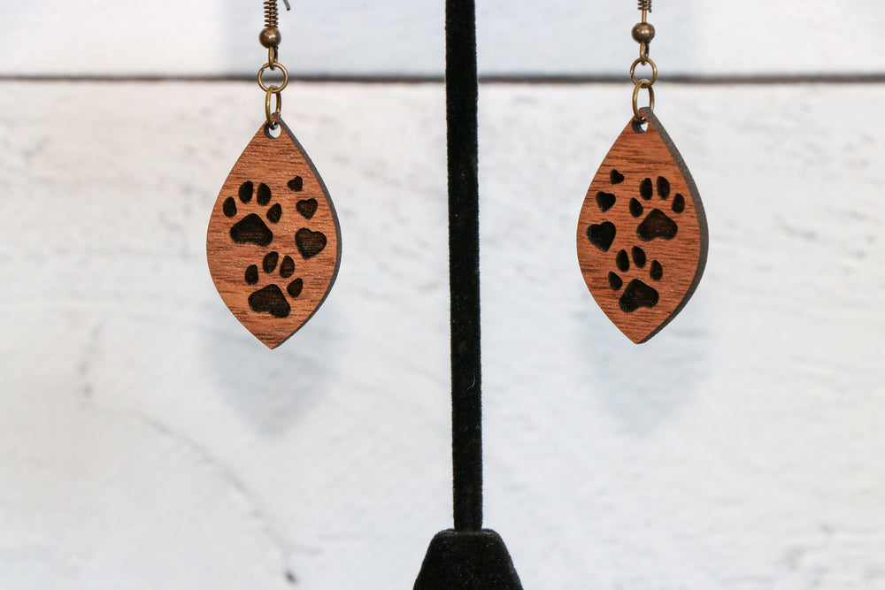 
                  
                    Paw Prints & Hearts Engraved Wood Earrings
                  
                