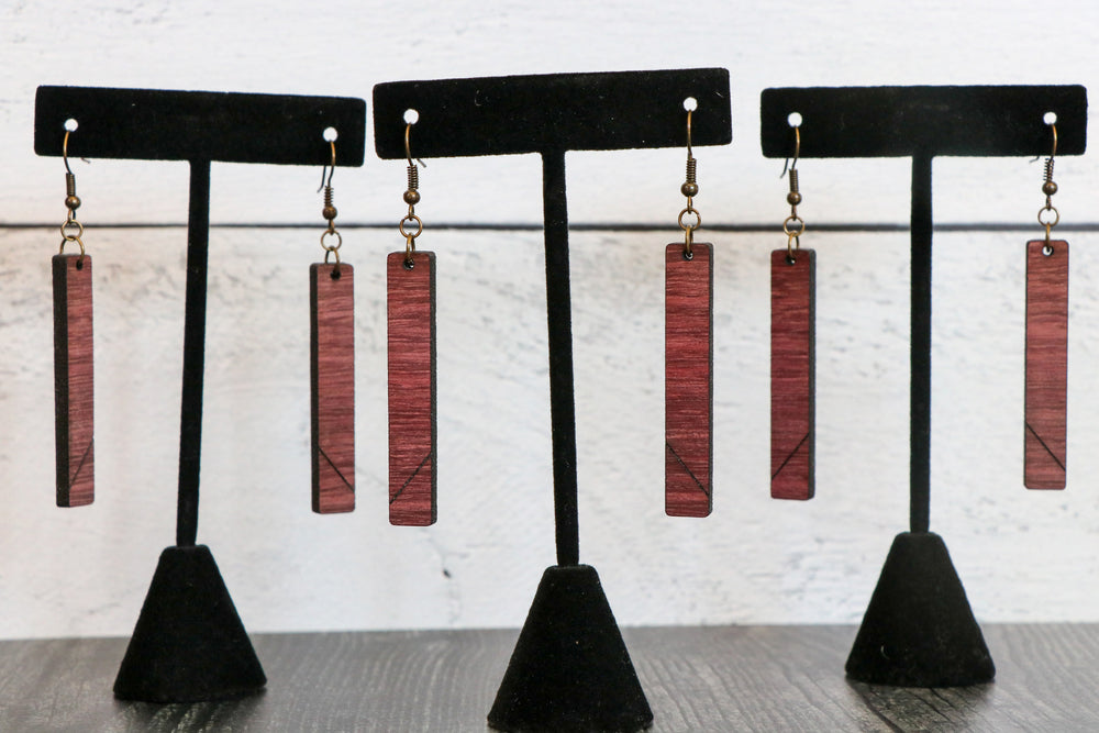 Purpleheart Slim Wood Earrings