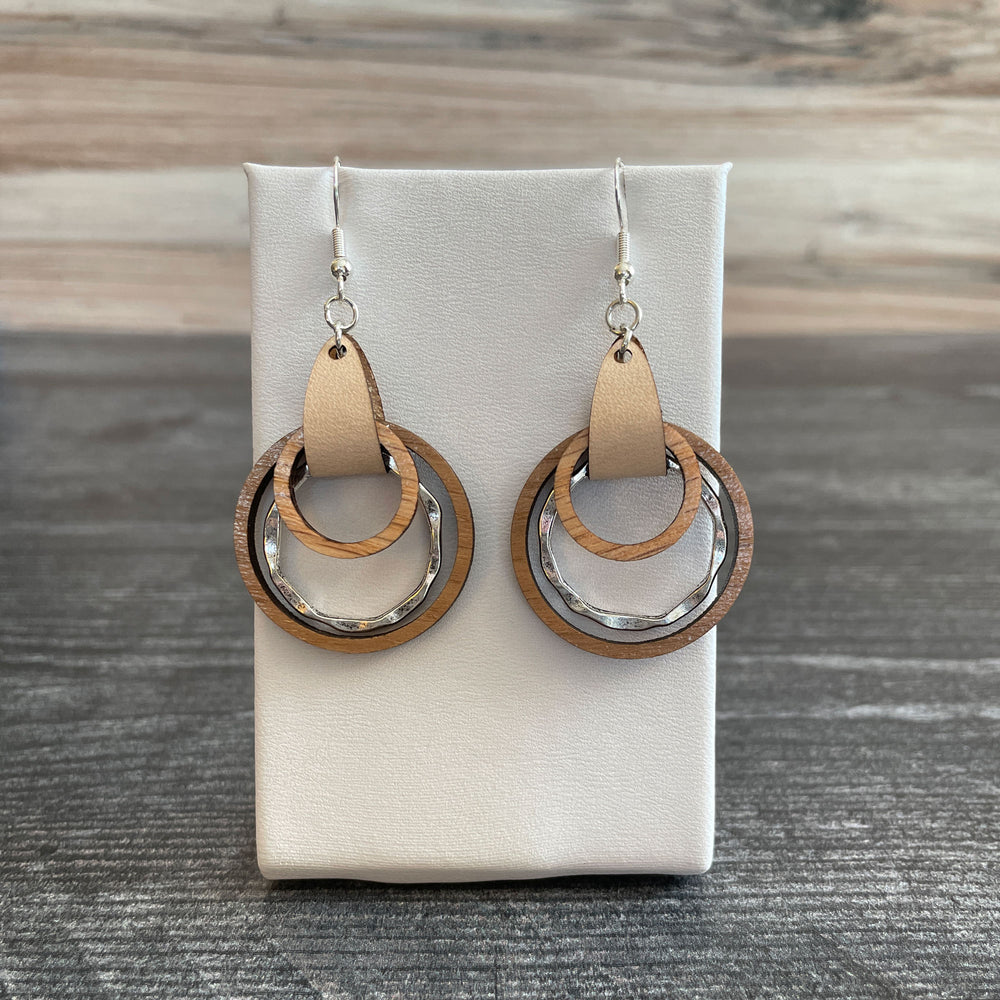 
                  
                    Wood and Leather Hoop Earrings with metal accent
                  
                