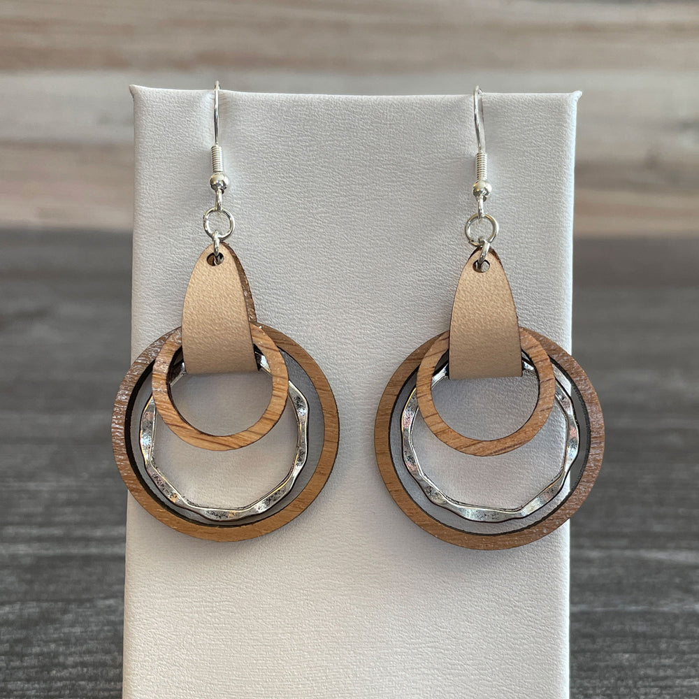 
                  
                    Wood and Leather Hoop Earrings with metal accent
                  
                