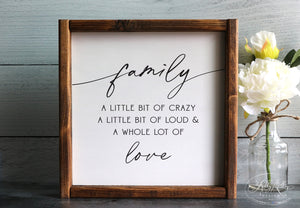 
                  
                    Family - A Whole Lot Of Love | Framed Wood Sign | 12x12
                  
                