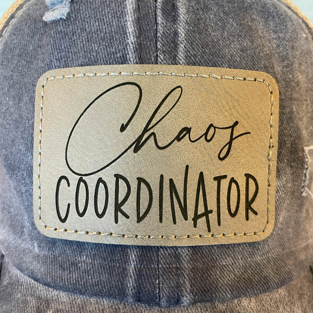 
                  
                    Chaos Coordinator | Distressed Cap with Engraved Leather Patch
                  
                