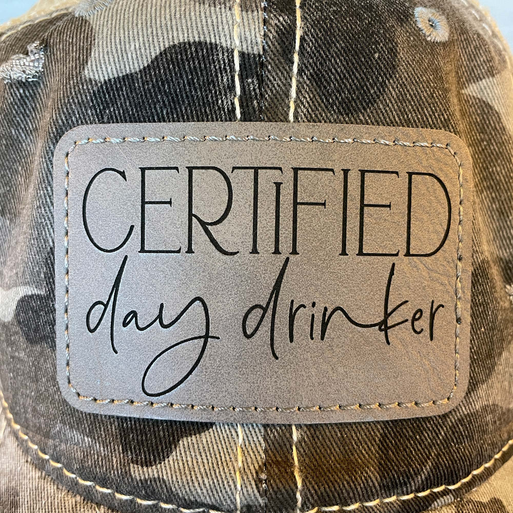 
                  
                    Certified Day Drinker | Distressed Cap with Engraved Leather Patch
                  
                