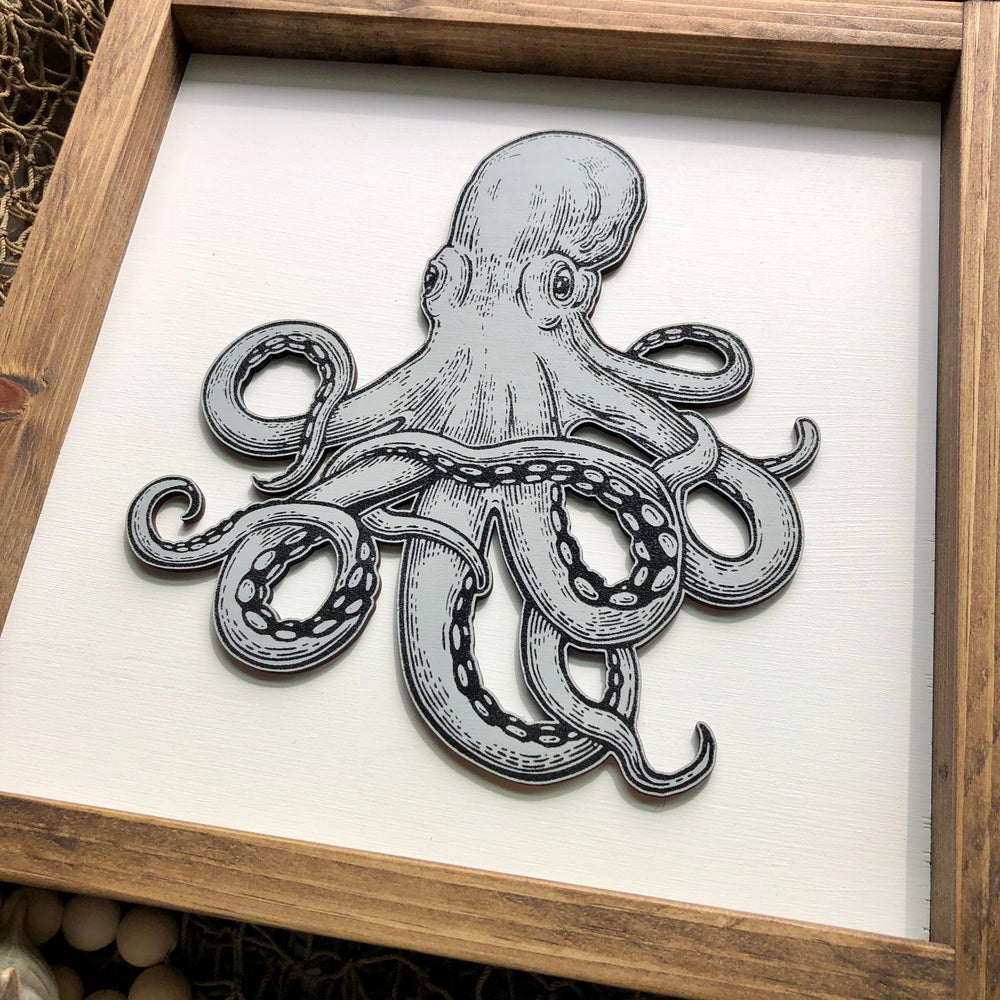 
                  
                    Octopus | Under The Sea | Framed Laser Wood Sign | 12x12
                  
                