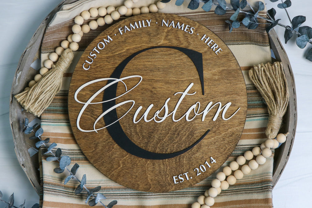 Family Name Round Sign | Personalized 12