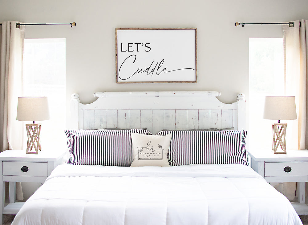 Let's Cuddle | Large Framed Wood Sign | Multiple Sizes Available