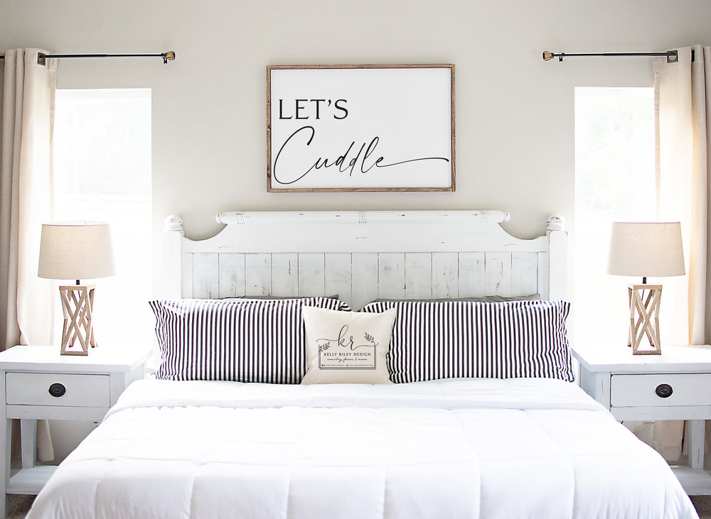 
                  
                    Let's Cuddle | Large Framed Wood Sign | Multiple Sizes Available
                  
                