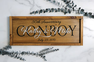 
                  
                    Engraved Family Name Sign | Anniversary Sign | Wedding Sign | New Home | Framed Laser Wood Sign | 20x10
                  
                