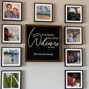 
                  
                    Every Family Has A Story Welcome | Framed Wood Sign with raised lettering
                  
                