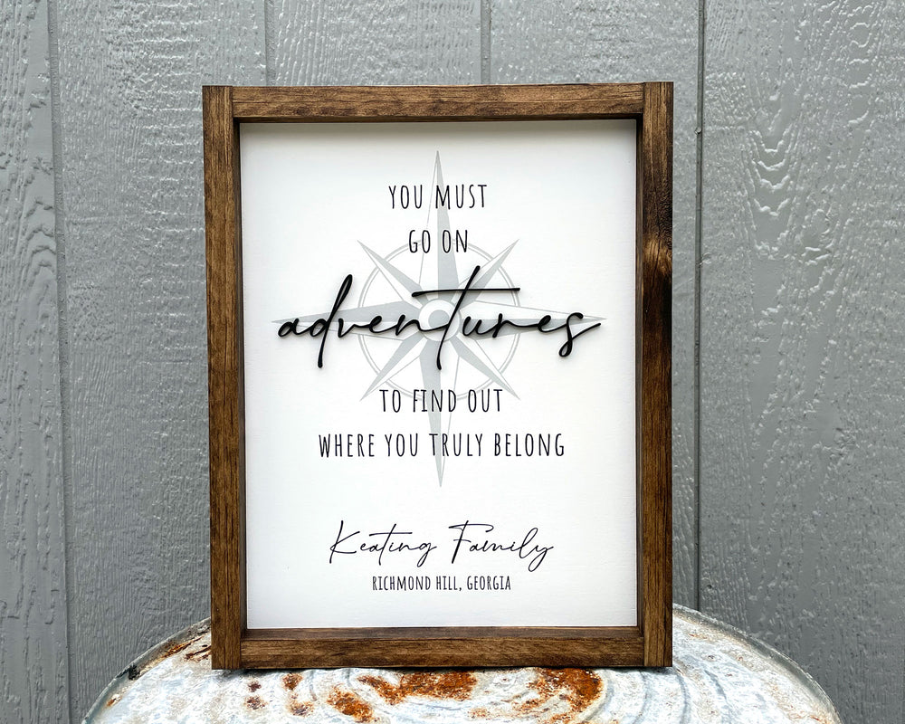 Go On Adventures | Personalized Laser Cut Framed Wood Sign