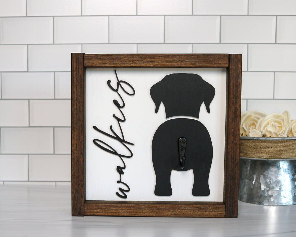 
                  
                    Personalized Leash Holder | Framed Wood Sign with Hook | 10x10
                  
                