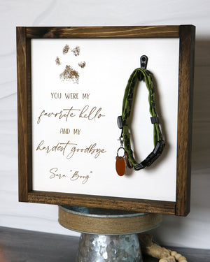 
                  
                    Pet Memorial Collar Keepsake Frame | Personalized Laser Engraved Wood Sign | 12x12
                  
                