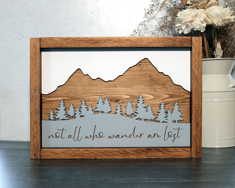 Outdoor Adventure Series | Not All Who Wander Are Lost | Multiple Choices | Framed Laser Wood Sign