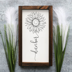 
                  
                    Sunflower Family Name | Personalized Framed Wood Sign | Engraved Sign
                  
                