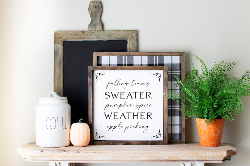
                  
                    Sweater Weather | Framed Wood Sign | Seasonal Decor | 12x12
                  
                