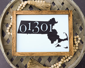 
                  
                    Zip Code & State Framed Wood Sign
                  
                