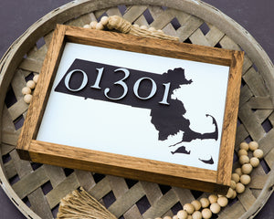 
                  
                    Zip Code & State Framed Wood Sign
                  
                
