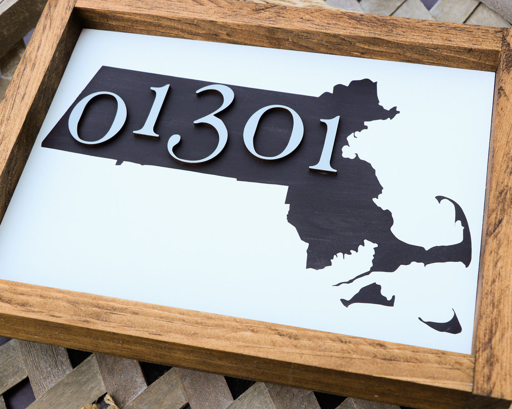 
                  
                    Zip Code & State Framed Wood Sign
                  
                