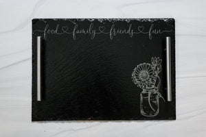 
                  
                    Engraved Slate Serving Tray | Food Family Friends Fun | Charcuterie Tray
                  
                
