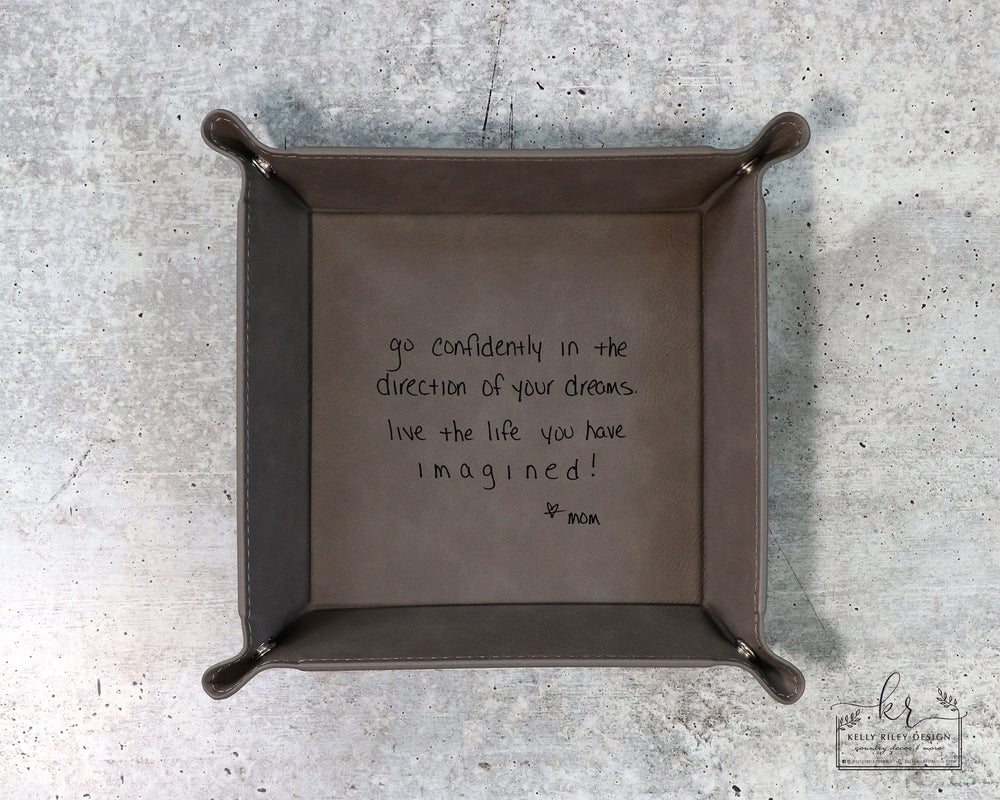 Custom Handwriting Valet Tray | Catchall Tray | Leatherette Tray