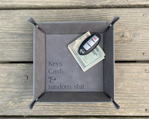 
                  
                    Keys, Cash & Random Shit Valet Tray | Catchall Tray | Leatherette Tray
                  
                