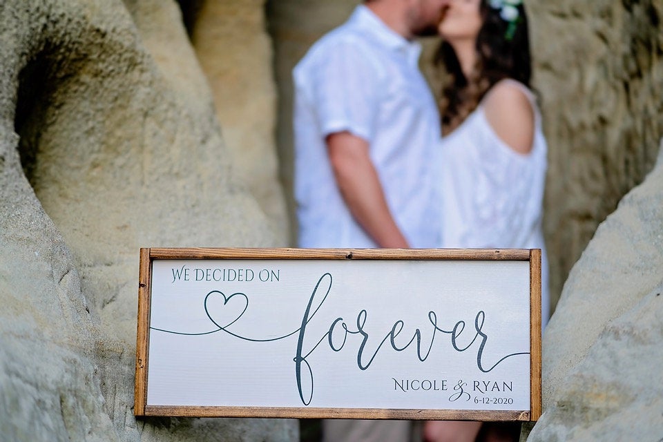 
                  
                    We Decided on Forever | Personalized Wedding Sign | Framed Wood Sign | 24x12
                  
                